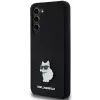 Funda rígida Karl Lagerfeld KLHCS23MSMHCNPK S23+ S916 negra de silicona Choupette Metal Pin