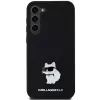 Funda rígida Karl Lagerfeld KLHCS23MSMHCNPK S23+ S916 negra de silicona Choupette Metal Pin