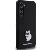 Funda rígida Karl Lagerfeld KLHCS23MSMHCNPK S23+ S916 negra de silicona Choupette Metal Pin
