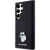 Funda rígida Karl Lagerfeld KLHCS23LSMHCNPK S23 Ultra S918 negra de silicona Choupette Metal Pin