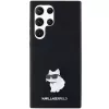 Funda rígida Karl Lagerfeld KLHCS23LSMHCNPK S23 Ultra S918 negra de silicona Choupette Metal Pin
