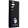 Funda rígida Karl Lagerfeld KLHCS23LSMHCNPK S23 Ultra S918 negra de silicona Choupette Metal Pin