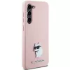 Funda de silicona Karl Lagerfeld KLHCS23MSMHCNPP para Samsung Galaxy S23+ con Choupette Metal Pin - rosa
