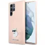 Funda Karl Lagerfeld KLHCS23LSMHCNPP S23 Ultra S918 rosa de silicona Choupette Metal Pin