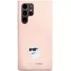 Funda Karl Lagerfeld KLHCS23LSMHCNPP S23 Ultra S918 rosa de silicona Choupette Metal Pin