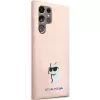Funda Karl Lagerfeld KLHCS23LSMHCNPP S23 Ultra S918 rosa de silicona Choupette Metal Pin