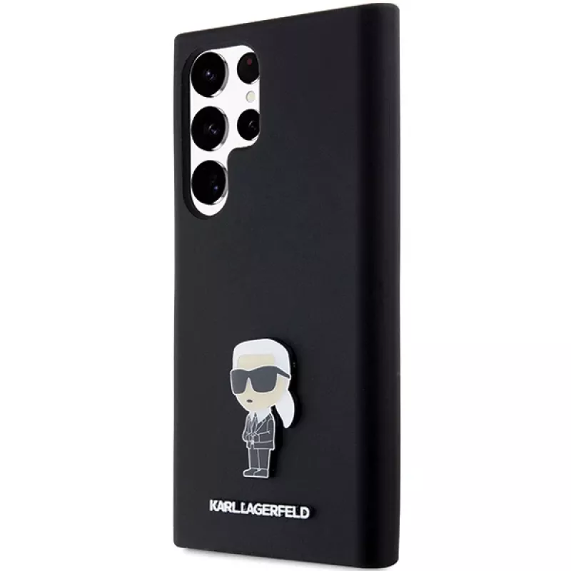 Funda de silicona Karl Lagerfeld KLHCS23LSMHKNPK Ikonik Metal Pin para Samsung Galaxy S23 Ultra, negra