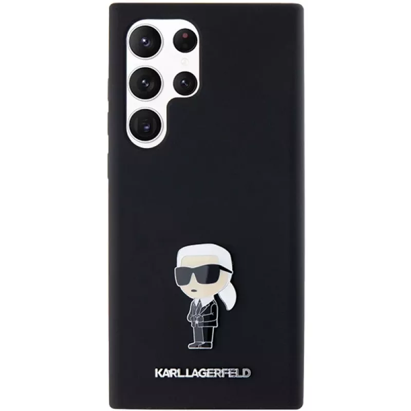 Funda de silicona Karl Lagerfeld KLHCS23LSMHKNPK Ikonik Metal Pin para Samsung Galaxy S23 Ultra, negra