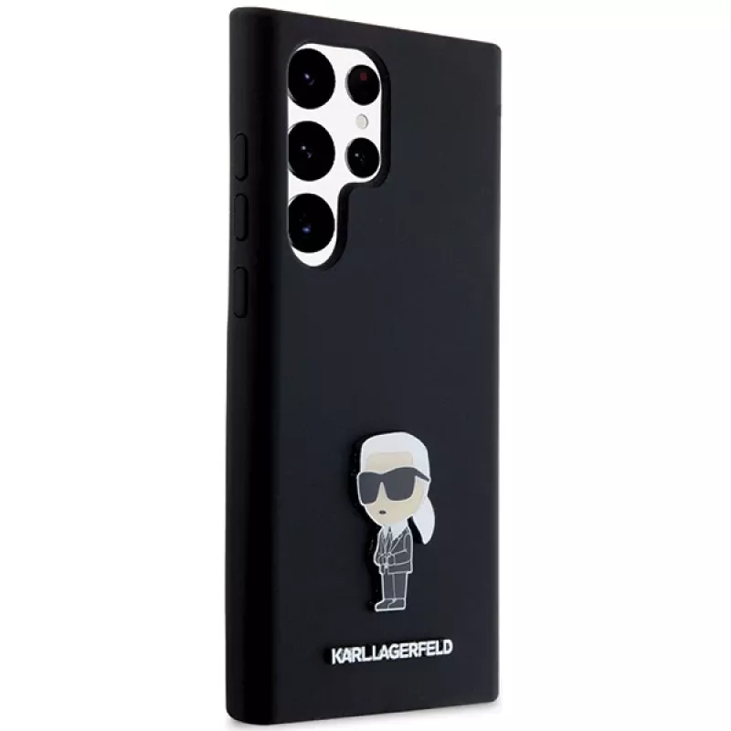 Funda de silicona Karl Lagerfeld KLHCS23LSMHKNPK Ikonik Metal Pin para Samsung Galaxy S23 Ultra, negra