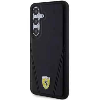 Funda rígida Ferrari FEHMS24SP3BAK S24 S921 negra Hot Stamp V Lines MagSafe