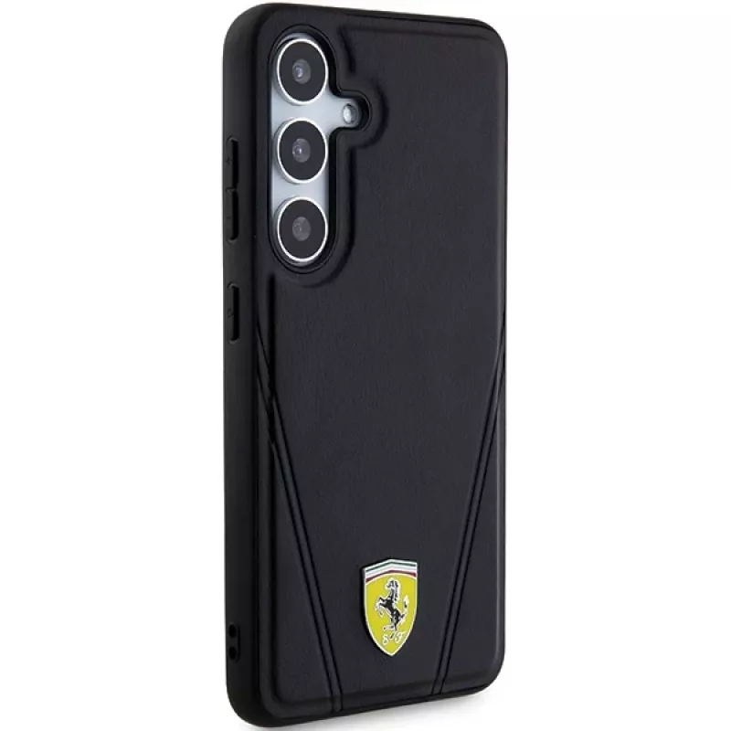 Funda rígida Ferrari FEHMS24SP3BAK S24 S921 negra Hot Stamp V Lines MagSafe