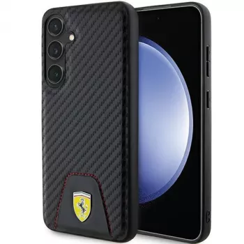 Funda rígida Ferrari FEHCS24MN3PUK para Samsung Galaxy S24+ (SM-S926) - Carbon Stitched Bottom - negra