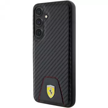 Funda rígida Ferrari FEHCS24MN3PUK para Samsung Galaxy S24+ (SM-S926) - Carbon Stitched Bottom - negra