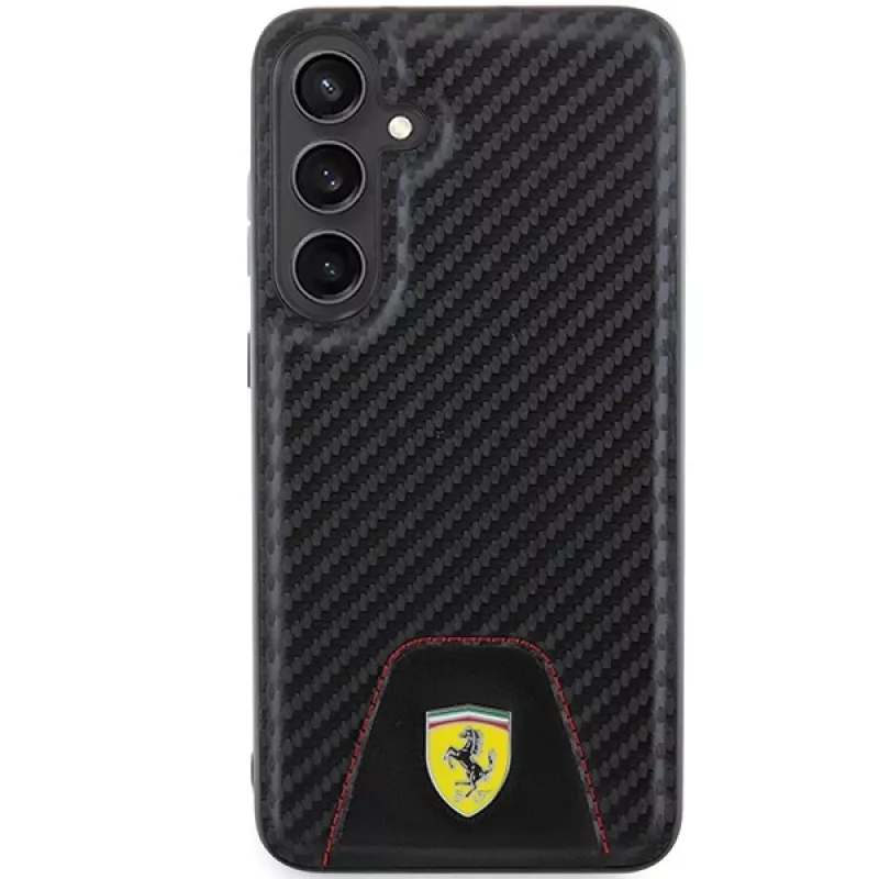 Funda rígida Ferrari FEHCS24MN3PUK para Samsung Galaxy S24+ (SM-S926) - Carbon Stitched Bottom - negra