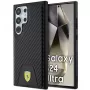 Funda rígida Ferrari FEHCS24LN3PUK para Samsung Galaxy S24 Ultra, Carbon Stitched Bottom, negra