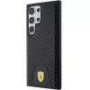 Funda rígida Ferrari FEHCS24LN3PUK para Samsung Galaxy S24 Ultra, Carbon Stitched Bottom, negra