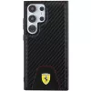 Funda rígida Ferrari FEHCS24LN3PUK para Samsung Galaxy S24 Ultra, Carbon Stitched Bottom, negra