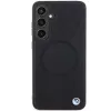 Funda rígida BMW Signature de piel Half Textured y Circle MagSafe para Samsung Galaxy S24 S921 negra