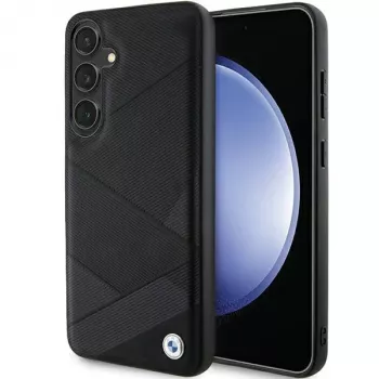 Funda rígida BMW BMHCS24S23RCGPK S24 S921 negra Signature de piel Crossing Lines Pattern