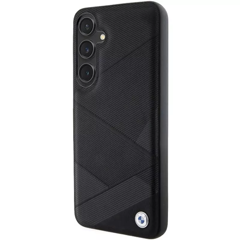 Funda rígida BMW BMHCS24M23RCGPK S24+ S926 negra Signature de piel Crossing Lines Pattern