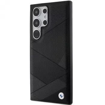 Funda rígida BMW BMHCS24L23RCGPK S24 Ultra S928 negra Signature de piel Crossing Lines Pattern