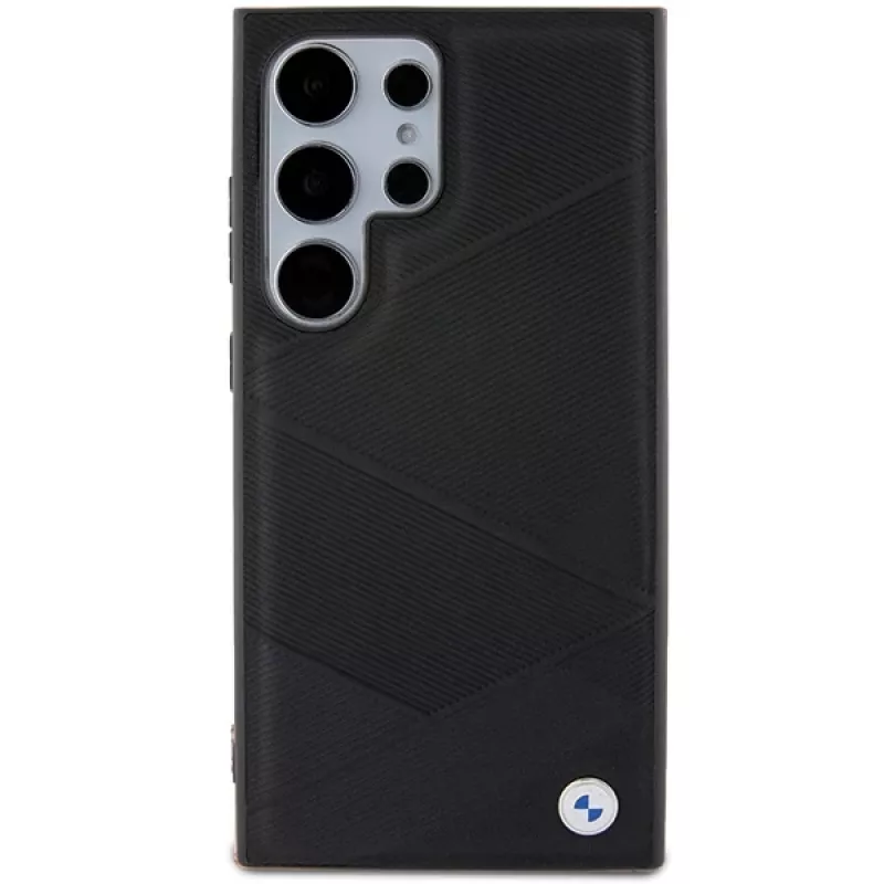 Funda rígida BMW BMHCS24L23RCGPK S24 Ultra S928 negra Signature de piel Crossing Lines Pattern