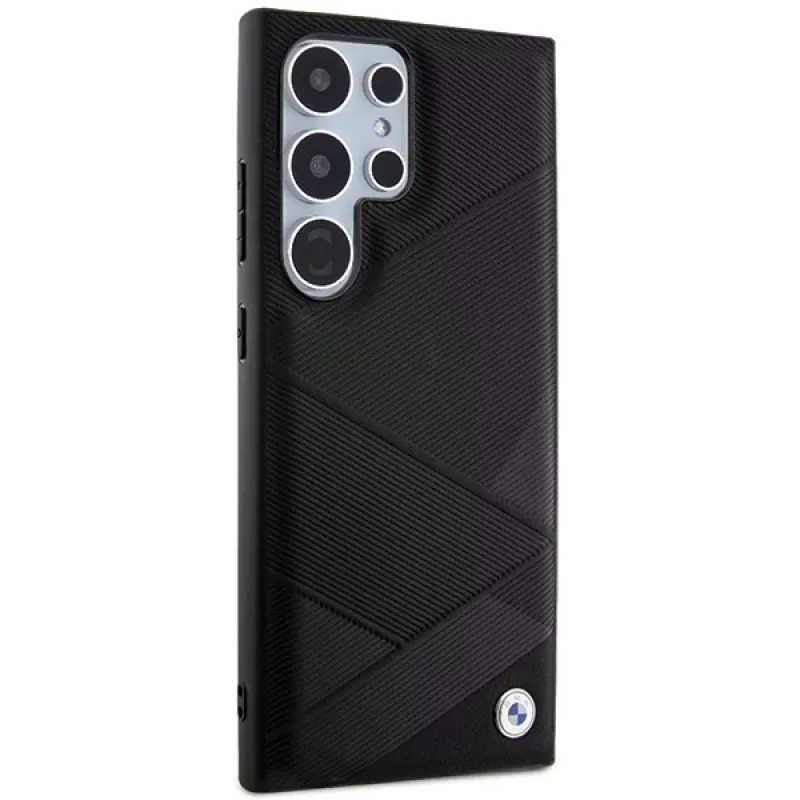 Funda rígida BMW BMHCS24L23RCGPK S24 Ultra S928 negra Signature de piel Crossing Lines Pattern