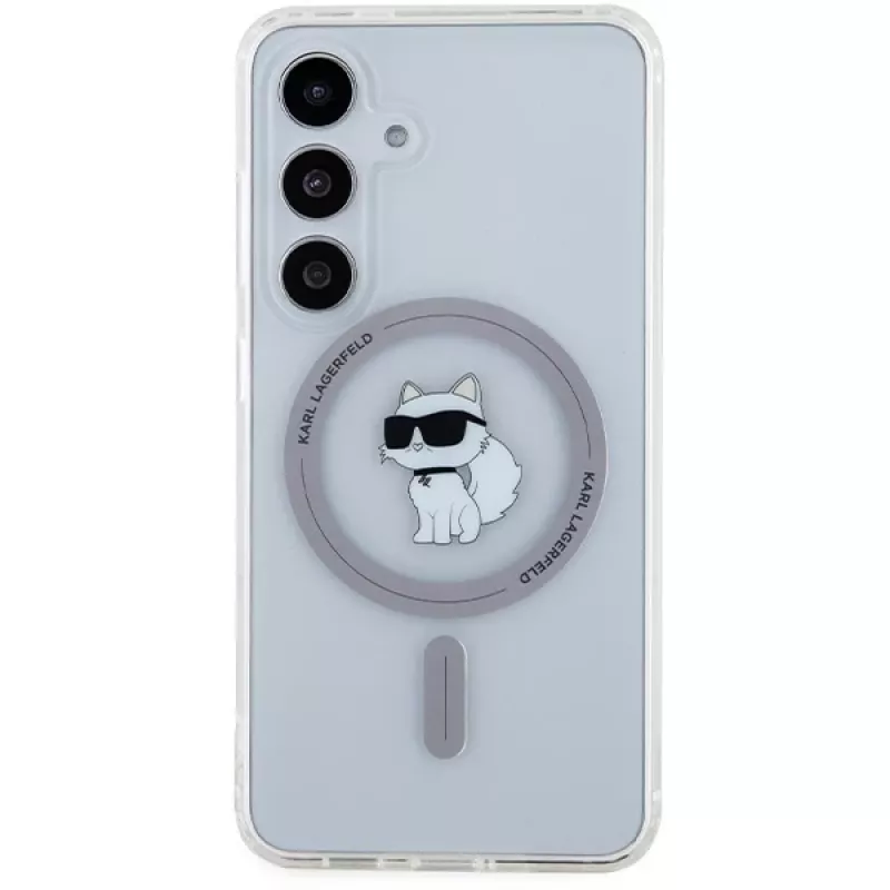 Karl Lagerfeld KLHMS24SHFCCNOT funda rígida para Samsung Galaxy S24, transparente, MagSafe, diseño Choupette
