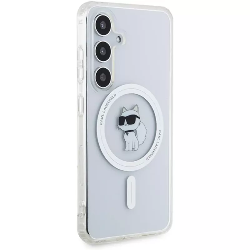 Karl Lagerfeld KLHMS24SHFCCNOT funda rígida para Samsung Galaxy S24, transparente, MagSafe, diseño Choupette