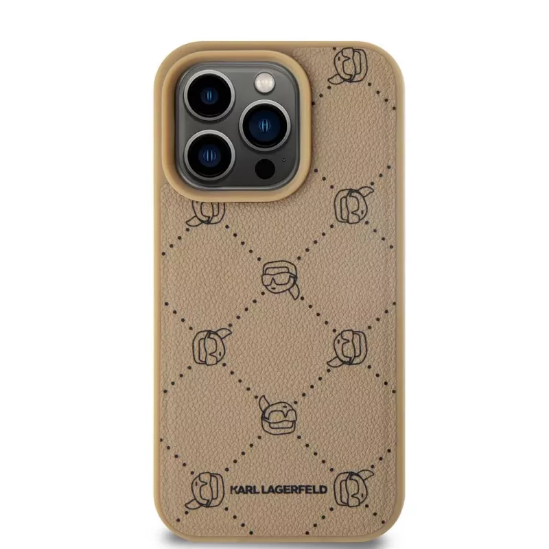 Karl Lagerfeld KLHMP15XPGKHPHE funda trasera Karl Heads MagSafe beige para iPhone 15 Pro Max 6,7