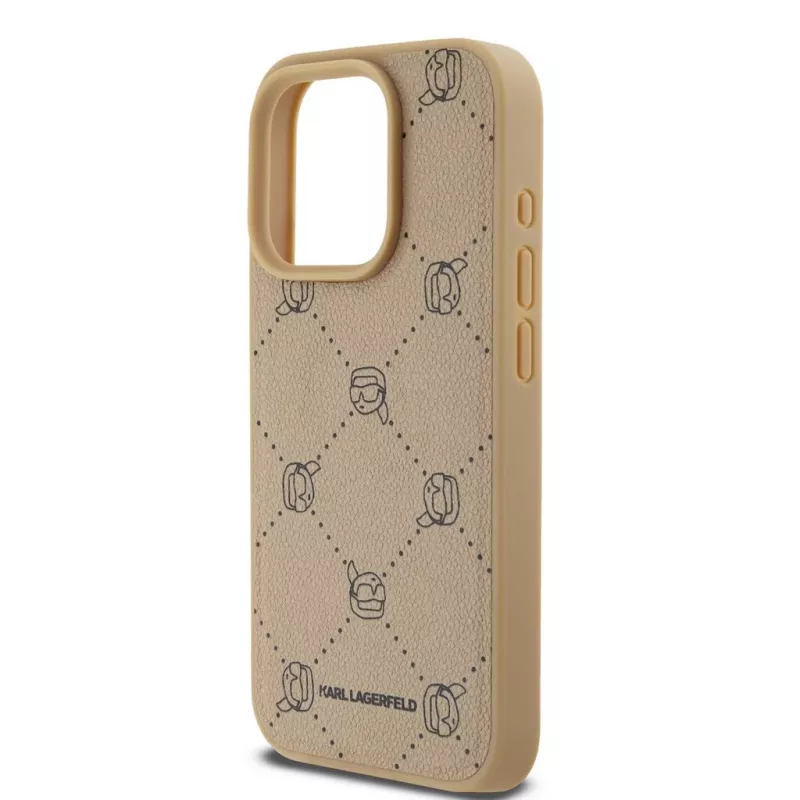 Karl Lagerfeld KLHMP15XPGKHPHE funda trasera Karl Heads MagSafe beige para iPhone 15 Pro Max 6,7