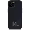 KARL LAGERFELD funda MagSafe Silicone Shadow Metal Initial para iPhone 15 negra