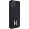 KARL LAGERFELD funda MagSafe Silicone Shadow Metal Initial para iPhone 15 negra