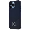 KARL LAGERFELD funda MagSafe Silicone Shadow Metal Initial para iPhone 15 Pro, negra