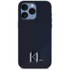 KARL LAGERFELD funda MagSafe Silicone Shadow Metal Initial para iPhone 15 Pro, negra