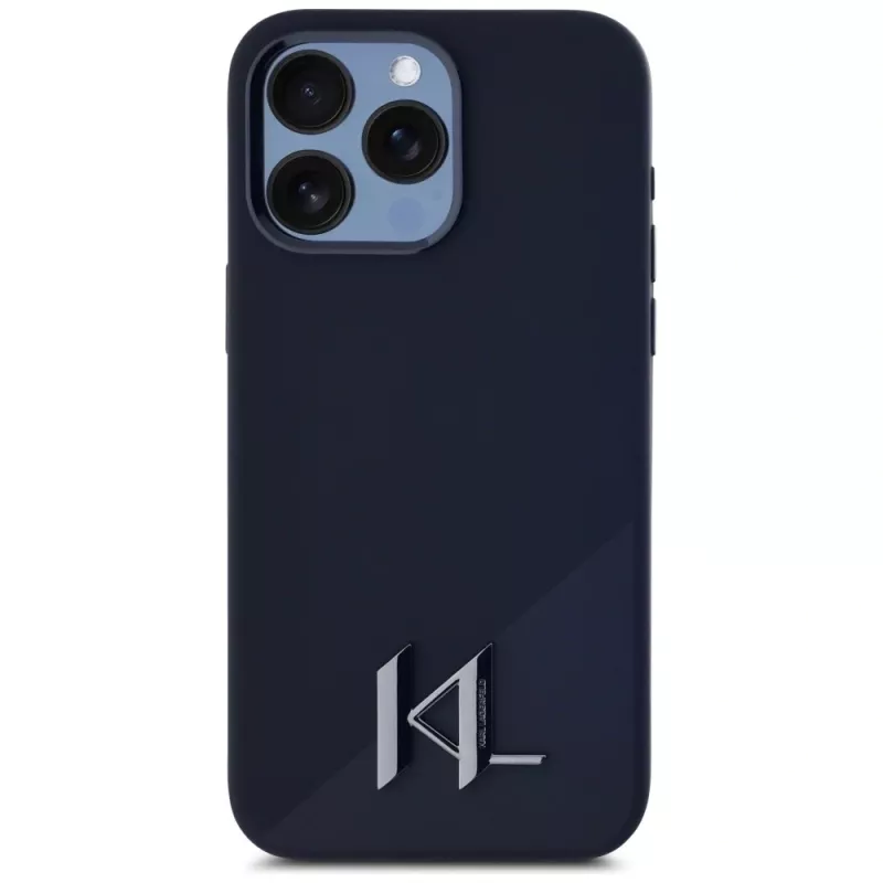 KARL LAGERFELD funda MagSafe Silicone Shadow Metal Initial para iPhone 15 Pro, negra