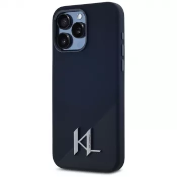 Karl Lagerfeld funda MagSafe Silicone Shadow Metal Initial para iPhone 15 Pro Max negra