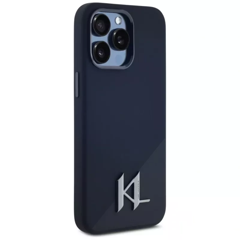 Karl Lagerfeld funda MagSafe Silicone Shadow Metal Initial para iPhone 15 Pro Max negra