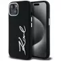 KARL LAGERFELD funda Silicone Metal Script Logo para Apple iPhone 15, negra