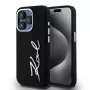 Karl Lagerfeld KLHCP15LSCMSMVK funda rígida Silicone Metal Script Logo para iPhone 15 Pro 6.1 negra
