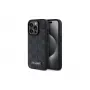 Karl Lagerfeld KLHMP15LPKHPORPK funda rígida iPhone 15 Pro 6.1 piel negra monograma logo metálico MagSafe