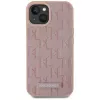 Karl Lagerfeld funda MagSafe de piel monograma logo metálico para iPhone 15 rosa