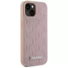 Karl Lagerfeld funda MagSafe de piel monograma logo metálico para iPhone 15 rosa