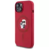 KARL LAGERFELD funda de silicona para iPhone 15 con MagSafe y anillo - Karl & Choupette Heads - rojo