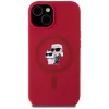 KARL LAGERFELD funda de silicona para iPhone 15 con MagSafe y anillo - Karl & Choupette Heads - rojo