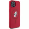 KARL LAGERFELD funda de silicona para iPhone 15 con MagSafe y anillo - Karl & Choupette Heads - rojo