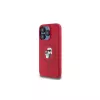 Karl Lagerfeld KLHMP15LSCMKCRHR funda de silicona roja para iPhone 15 Pro 6.1 con anillo Karl & Choupette MagSafe