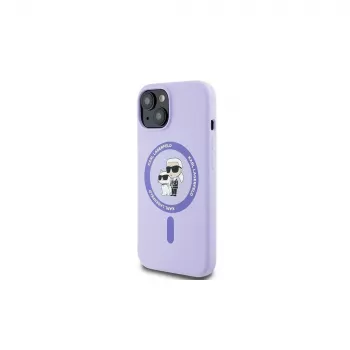 Karl Lagerfeld KLHMP15SSCMKCRHU funda rígida de silicona morada para iPhone 15 6,1