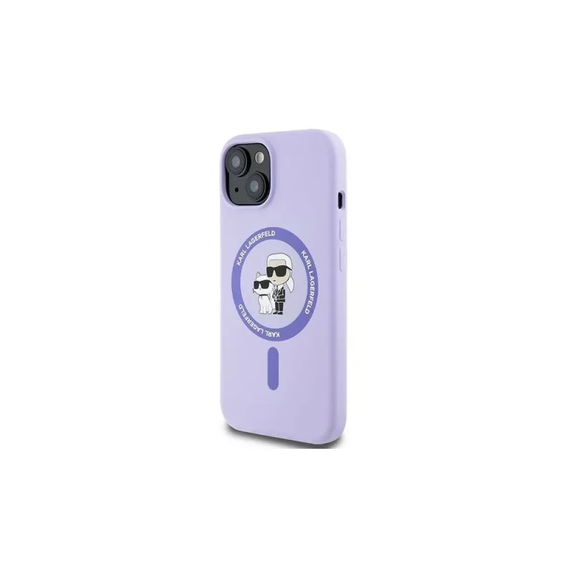 Karl Lagerfeld KLHMP15SSCMKCRHU funda rígida de silicona morada para iPhone 15 6,1