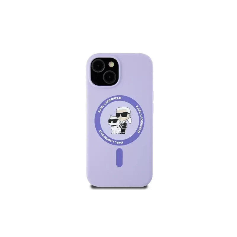 Karl Lagerfeld KLHMP15SSCMKCRHU funda rígida de silicona morada para iPhone 15 6,1